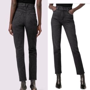 Hudson Harlow Dark Raven Black Washed Straight Leg Soft Relaxed Jeans Size 29